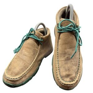 Chukka Moc Toe Shoes Mens Size 7 Brown Suede Lace Up Green Sole Casual WDM0020